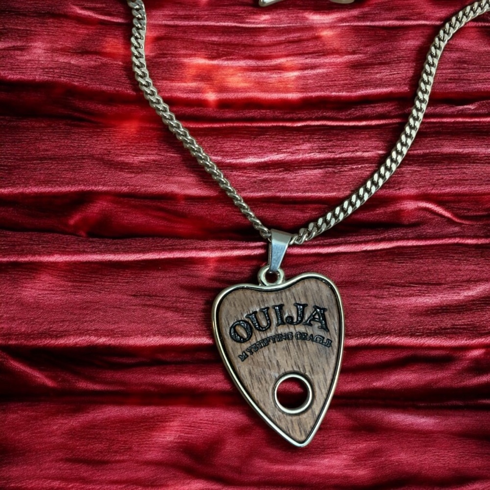 Unisex Wooden Oujia board planchette necklace
